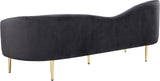 Ritz Elegant Velvet Sofa with Gold Metal Legs - Contemporary Curved Design for Chic Living Rooms