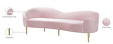 Ritz Elegant Velvet Sofa with Gold Metal Legs - Contemporary Curved Design for Chic Living Rooms