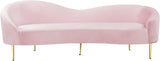 Ritz Elegant Velvet Sofa with Gold Metal Legs - Contemporary Curved Design for Chic Living Rooms