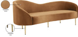 Ritz Elegant Velvet Sofa with Gold Metal Legs - Contemporary Curved Design for Chic Living Rooms