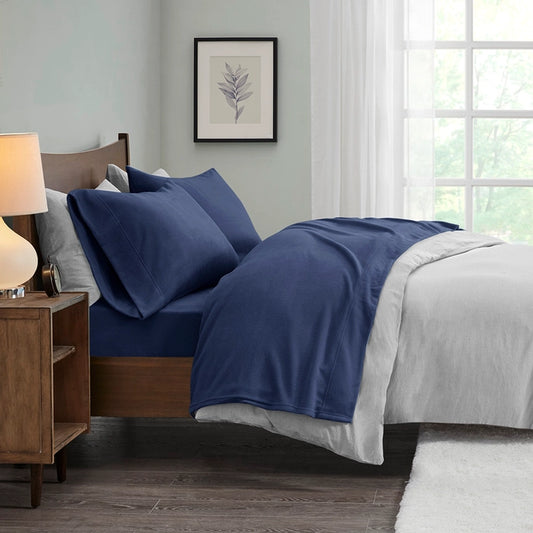 Microfleece Warm Sheet Set, Navy Blue