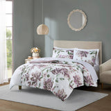 Modern Diamond Floral Bed in A Bag Comforter Set, Mauve