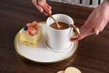 White Porcelain Cappuccino Cup & Saucer with Gold