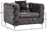 Scarlett Velvet Chair - Luxuriously Tufted Contemporary Seat with Chrome Legs for Elegant Living Spaces