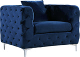 Scarlett Velvet Chair - Luxuriously Tufted Contemporary Seat with Chrome Legs for Elegant Living Spaces