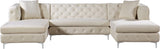 Gail Contemporary 3-Piece Sectional with Plush Deep Tufting, Double Chaise Design, and Pillows