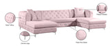 Gail Contemporary 3-Piece Sectional with Plush Deep Tufting, Double Chaise Design, and Pillows
