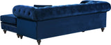 Sabrina Contemporary 2-Piece Reversible Sectional with Plush Upholstery and Chrome Nailheads