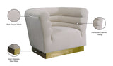 Bellini Velvet Chair - Luxurious Contemporary Design with Gold Base and Textured Channel Tufting