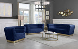Bellini Velvet Chair - Luxurious Contemporary Design with Gold Base and Textured Channel Tufting