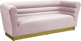 Bellini Contemporary Sofa with Channel Tufting and Gold Stainless Steel Base for Modern Living Spaces
