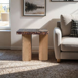 Ravenna - Marble/Stone End Table - Burgundy