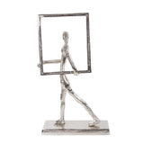 Rough Nickle Man w/Square Frame Sculpture