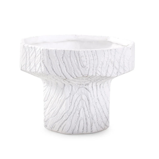 Faux Bois Tall Bowl in a White Washed Polyresin
