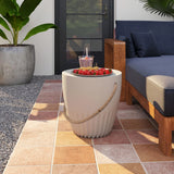 Round 16.5" Mgo Stone Outdoor/Indoor Side Table