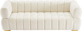 Gwen Velvet Sofa - Luxurious Comfort with Deep Biscuit Tufting & Custom Gold or Chrome Legs