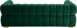 Gwen Velvet Sofa - Luxurious Comfort with Deep Biscuit Tufting & Custom Gold or Chrome Legs