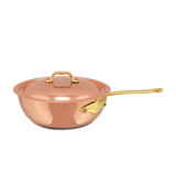 Mauviel M'Heritage M'150 B Copper Chef Pan With Lid and Brass Handle