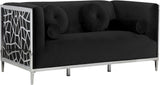 Opal Contemporary Loveseat with Chrome Stainless Steel Design for Stylish Living Room Comfort