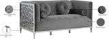 Opal Contemporary Loveseat with Chrome Stainless Steel Design for Stylish Living Room Comfort