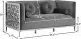 Opal Contemporary Loveseat with Chrome Stainless Steel Design for Stylish Living Room Comfort