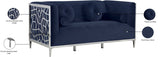 Opal Contemporary Loveseat with Chrome Stainless Steel Design for Stylish Living Room Comfort