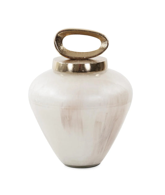 Reza Glass Urn with Ornate Metal Top- Small