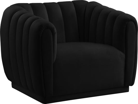 Dixie Velvet Modern Lounge Chair - Elegant Deep Channel Tufting for Stylish Living Room Comfort