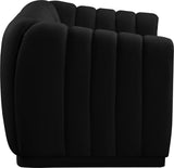 Dixie Velvet Loveseat: Elegant Contemporary Design with Deep Channel Tufting for Stylish Comfort