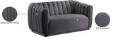 Dixie Velvet Loveseat: Elegant Contemporary Design with Deep Channel Tufting for Stylish Comfort