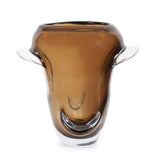 Smokey Umber Flared Edged Glass Vase- Tall