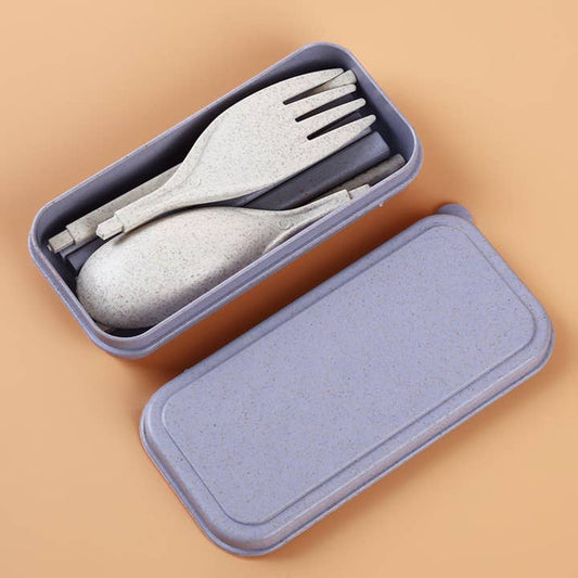 Wheat Straw Travel Cutlery Set with Carry Box
