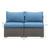 Rattan Armless Twin Double Sofa Couch Set Patio Outdoor