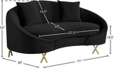Serpentine Velvet Loveseat - Stylish Contemporary Design with Plush Comfort and Elegant Gold Legs