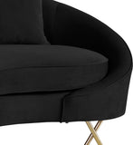Serpentine Velvet Loveseat - Stylish Contemporary Design with Plush Comfort and Elegant Gold Legs