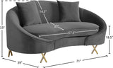 Serpentine Velvet Loveseat - Stylish Contemporary Design with Plush Comfort and Elegant Gold Legs
