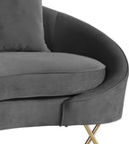 Serpentine Velvet Loveseat - Stylish Contemporary Design with Plush Comfort and Elegant Gold Legs