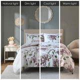 Modern Diamond Floral Bed in A Bag Comforter Set, Mauve