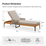 PURPLE LEAF Outdoor Chaise Lounge Patio Lounge Chair Recliner with Side Table and Cushion for Poolside Balcony Backyard