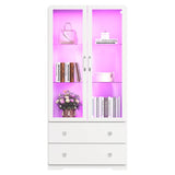 64'' Tall Display Cabinet with Acrylic Doors and Led Lights
