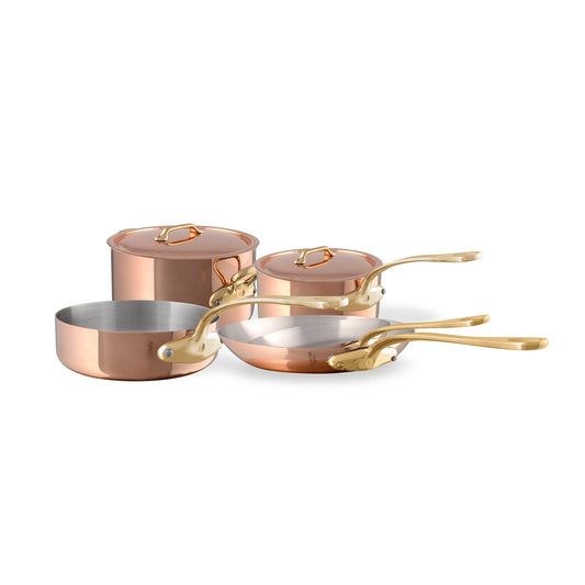 Mauviel M'Heritage M'200 B 8-Piece Copper Cookware Set With Brass Handles