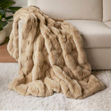 Faux Fur Velvet Throw Blanket 50x60", Tan