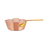 Mauviel M'Heritage M'200 B Splayed Saute Pan With Lid, Brass Handle, 3.6-Qt