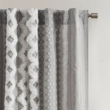 Cotton Printed Curtain Panel Chenille Stripe Lining, Gray