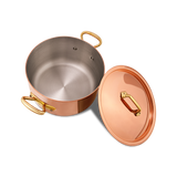 Mauviel M'Heritage M'200 B Copper Stewpan With Lid, Brass Handles