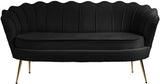 Gardenia Contemporary Loveseat with Deep Channel Tufting and Glam Gold Chrome Legs for Stylish Comfort