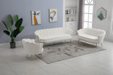 Gardenia Contemporary Loveseat with Deep Channel Tufting and Glam Gold Chrome Legs for Stylish Comfort