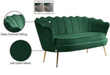 Gardenia Contemporary Loveseat with Deep Channel Tufting and Glam Gold Chrome Legs for Stylish Comfort