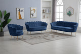 Gardenia Contemporary Loveseat with Deep Channel Tufting and Glam Gold Chrome Legs for Stylish Comfort