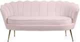 Gardenia Contemporary Loveseat with Deep Channel Tufting and Glam Gold Chrome Legs for Stylish Comfort